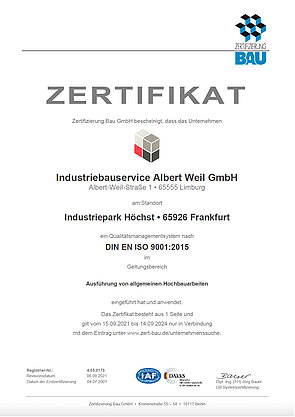Zertifizierung nach DIN ISO 9001