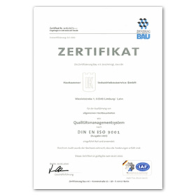 Qualitätsmanagement-Zertifizierung - Historie der Industriebauservice Albert Weil GmbH